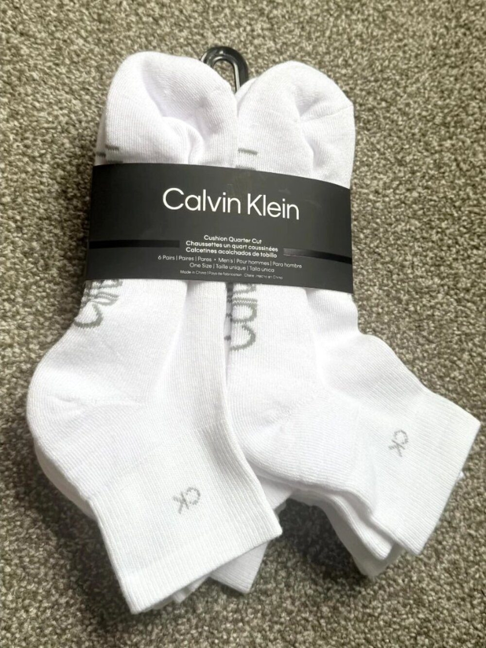 Calvin Klein Men's Cushion Quarter Cut Socks 6-Pair Pack White One Size NWT